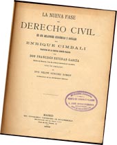 E. Cimbali, La Nueva fase del Derecho civil