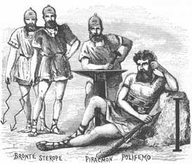 I Ciclopi Bronte, Sterope, Piracmon e Polifemo